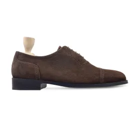 Ramon - Men's Dark Brown Kid Suede Oxford Shoe