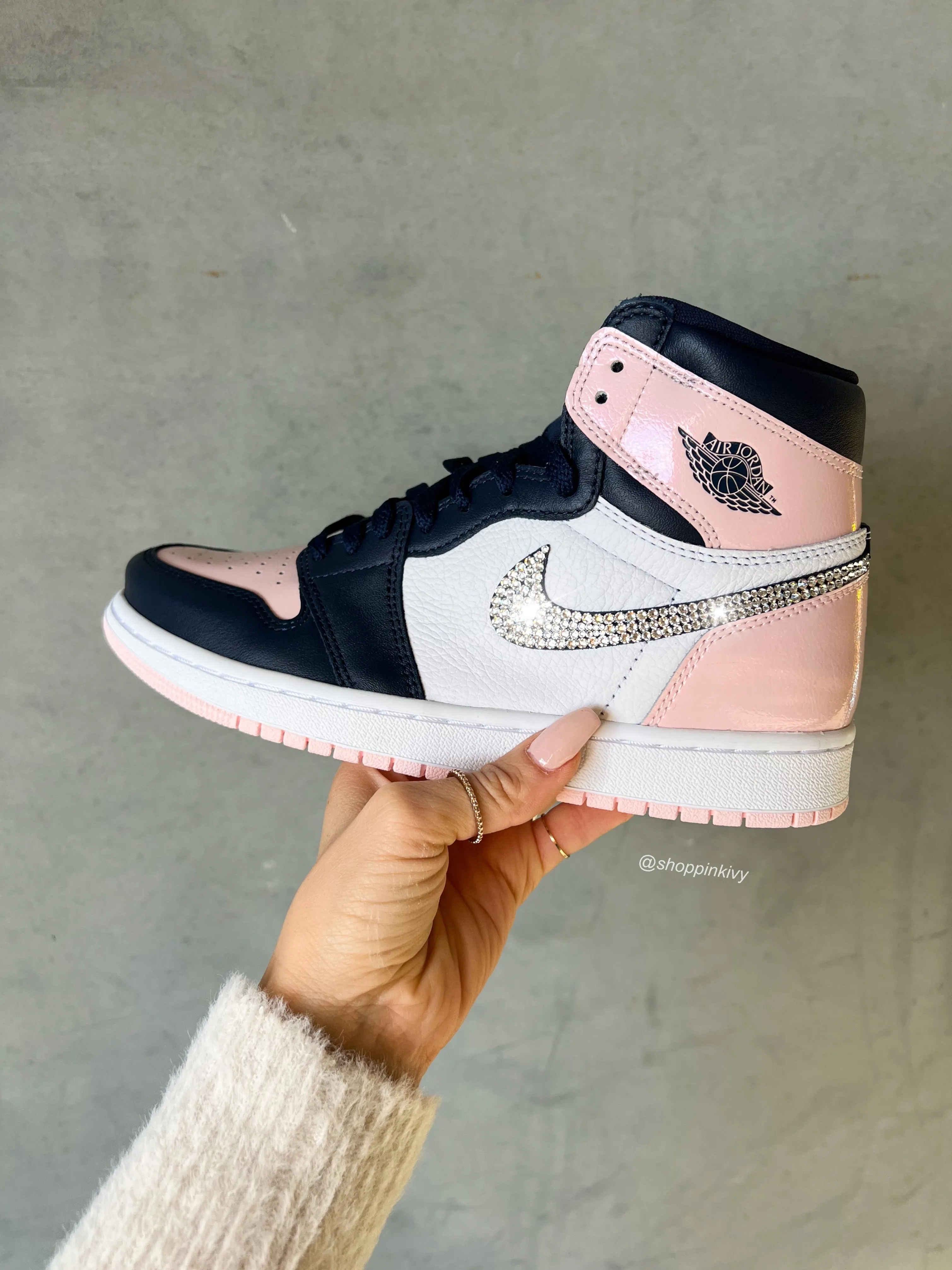 Rare Bubblegum Swarovski Women’s Air Jordan 1 Mid Shoes