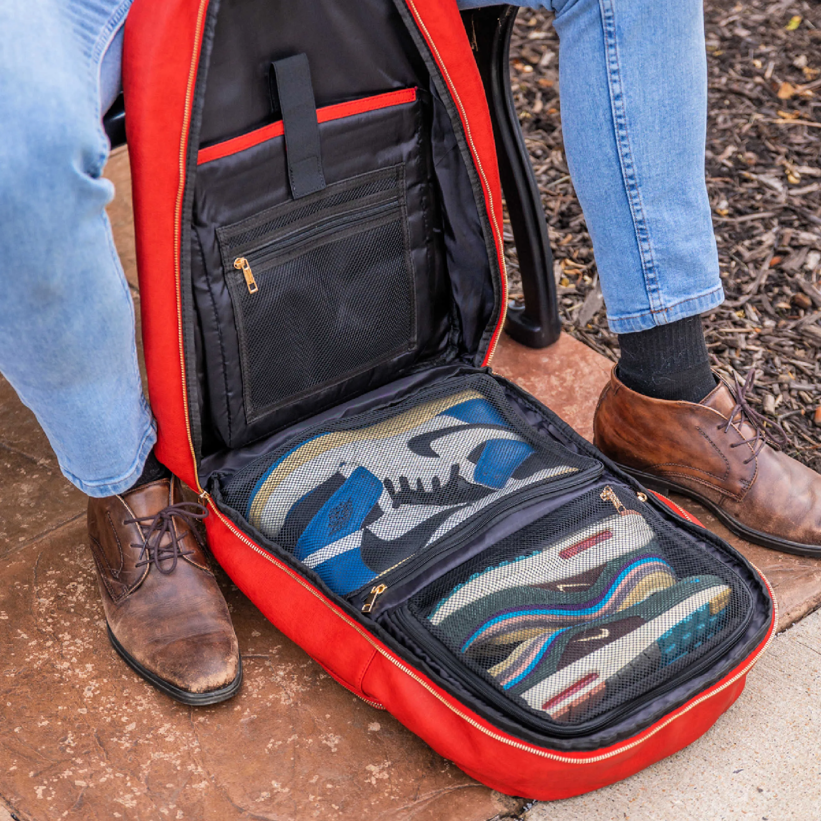 Red Tumbled Leather Daily Commuter Bag