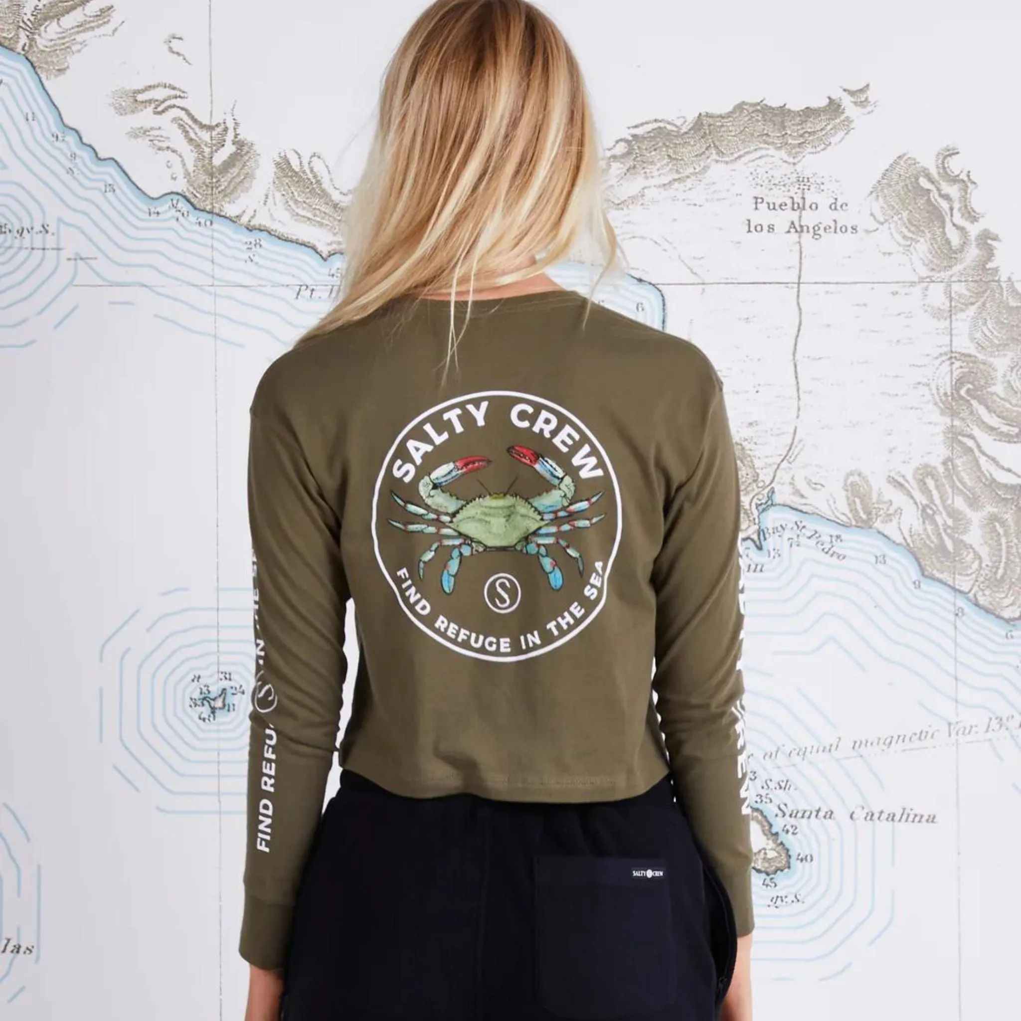 Salty Crew Blue Crabber Long Sleeve Crop