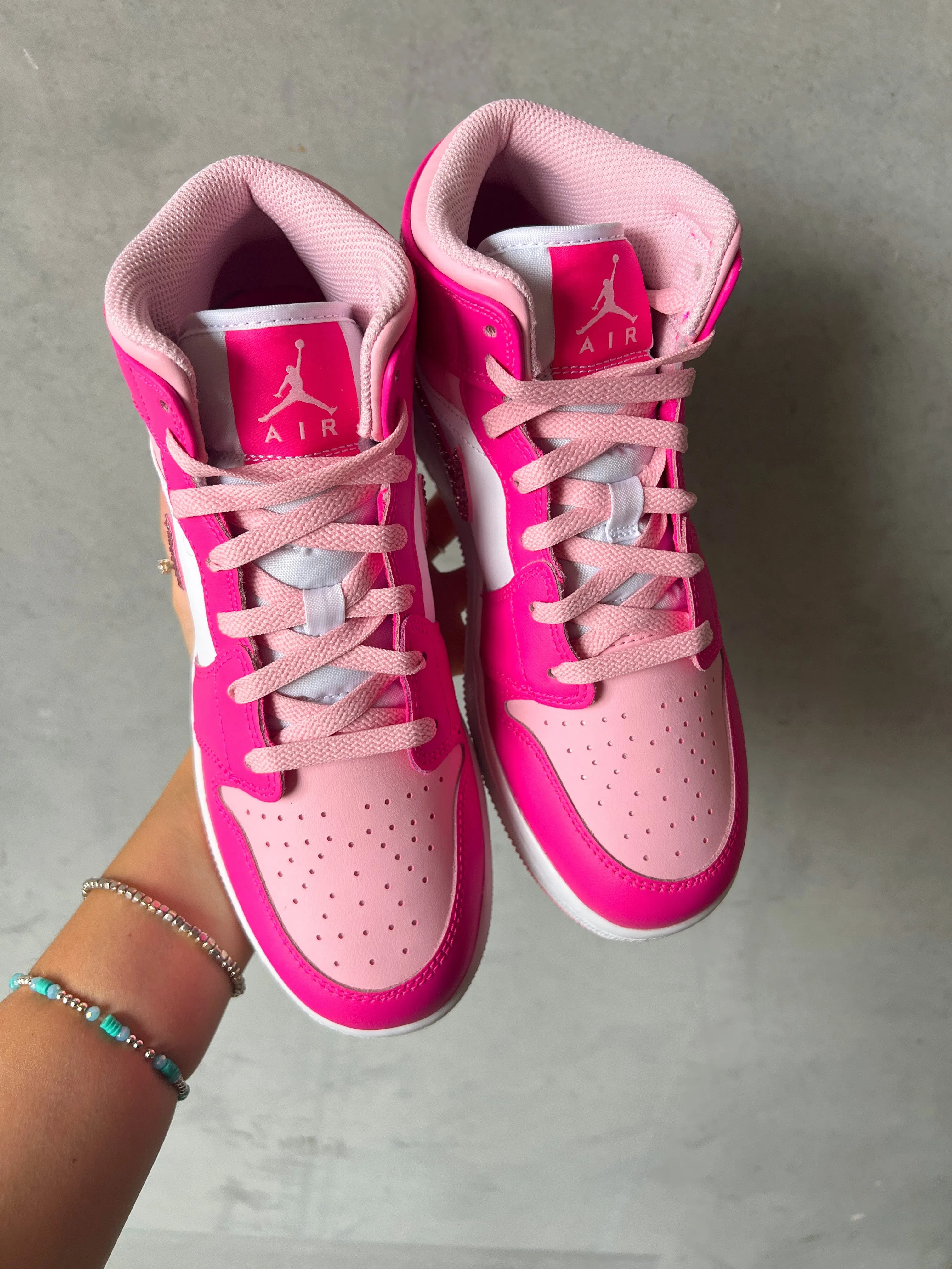 SIZE 6 Pink Swarovski Women’s Air Jordan 1 Mid Shoes