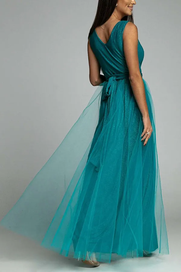 V Neck Backless Maxi Dress