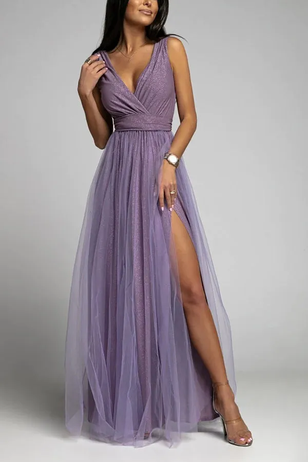 V Neck Backless Maxi Dress