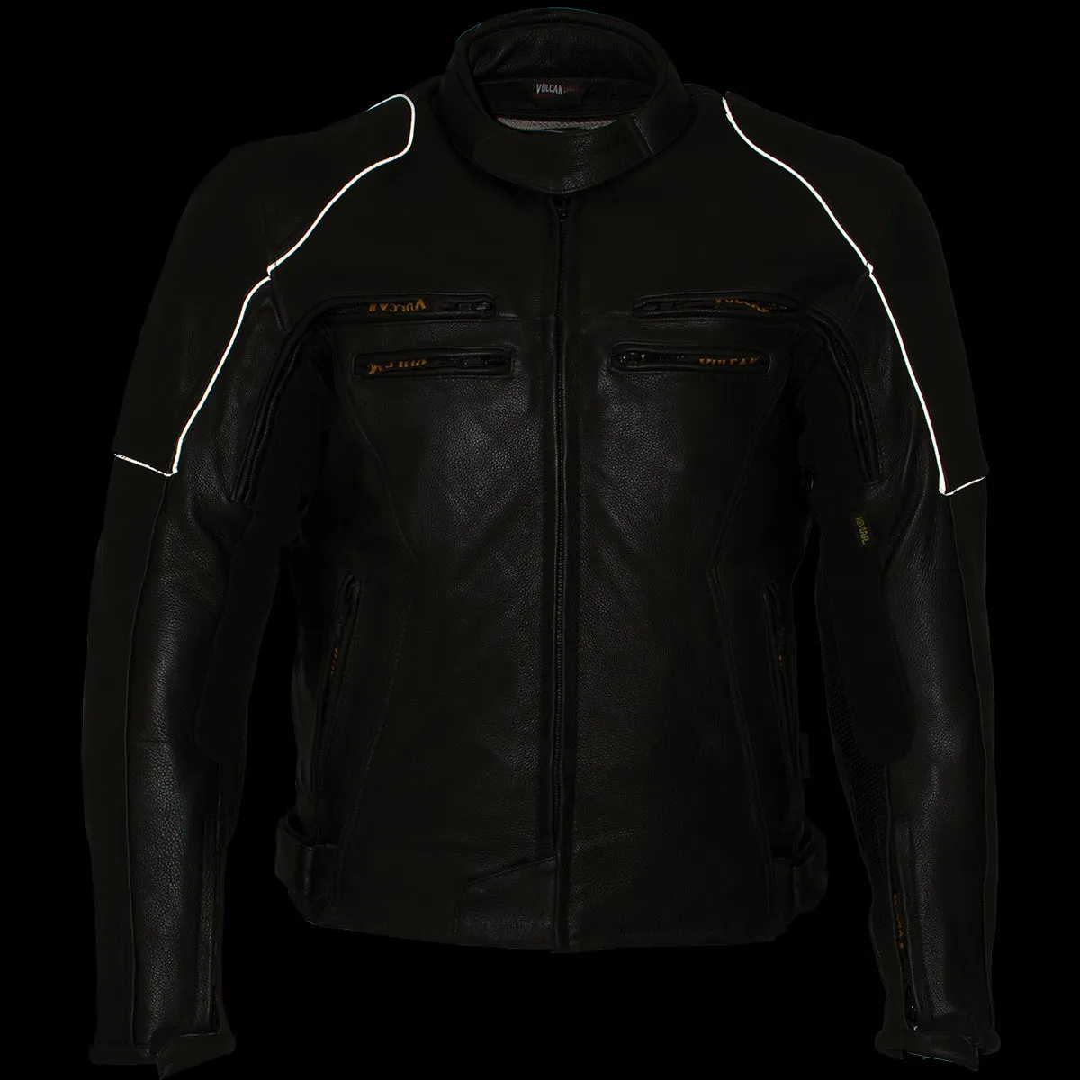 Vulcan VNE98431 Men's 'Ace' Black Advanced Leather Protective Motorcycle Jacket with CE Armor